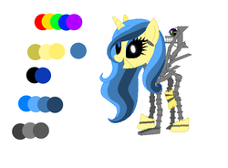 Size: 701x516 | Tagged: safe, artist:westrail642fan, oc, oc only, oc:tangle, alicorn, pony, robot, robot pony, alicorn oc, animatronic, reference sheet, wip