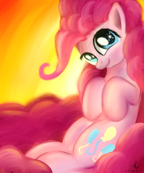 Size: 1500x1800 | Tagged: safe, artist:truffle shine, pinkie pie, earth pony, pony, g4, balloon, curly mane, cute, female, looking at you, mare, signature, smiling, solo, sparkly eyes, starry eyes, wingding eyes