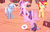 Size: 1400x900 | Tagged: safe, artist:sion, starlight glimmer, sunset shimmer, trixie, twilight sparkle, alicorn, pony, unicorn, g4, bipedal, counterparts, group, jurassic park, jurassic world, magical quartet, magical trio, prattkeeping, quartet, role reversal, twilight sparkle (alicorn), twilight sparkle gets all the mares, twilight's counterparts