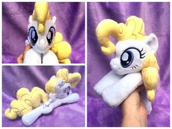 Size: 1600x1200 | Tagged: safe, artist:equinepalette, surprise, pony, g1, g4, beanie (plushie), g1 to g4, generation leap, hand, irl, photo, plushie, prone, solo