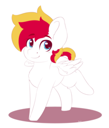 Size: 2550x3000 | Tagged: safe, artist:spirit-dude, oc, oc only, oc:white wing, pegasus, pony, colt, freckles, gift art, high res, male, raised leg, simple background, smiling, solo