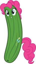 Size: 295x514 | Tagged: safe, pinkie pie, earth pony, pony, g4, female, food, grin, pickle, pickle rick, rick and morty, simple background, smiling, solo, wat, white background
