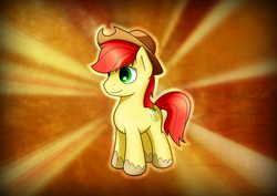 Size: 3508x2480 | Tagged: safe, artist:conniethecasanova, artist:flamevulture17, edit, bright mac, earth pony, pony, g4, the perfect pear, cowboy hat, hat, high res, male, solo, stallion, stetson, wallpaper, wallpaper edit