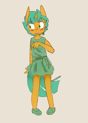 Size: 2500x3500 | Tagged: safe, artist:kryptchild, snails, anthro, g4, alternate hairstyle, clothes, cute, diasnails, dress, glitter shell, high res, male, shoes, simple background, solo