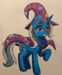 Size: 2324x2803 | Tagged: safe, artist:bozzerkazooers, trixie, pony, g4, clothes, female, hat, high res, solo, traditional art, trixie's hat