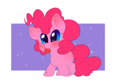 Size: 2145x1464 | Tagged: safe, artist:ponycide, pinkie pie, earth pony, pony, g4, cute, diapinkes, female, filly, filly pinkie pie, simple background, solo, starry eyes, tongue out, wingding eyes, younger