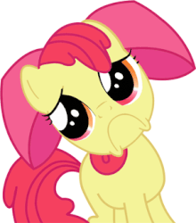 Size: 300x341 | Tagged: safe, artist:furstreak, apple bloom, earth pony, pony, g4, sleepless in ponyville, :c, animated, female, frown, gif, pouting, sad face, solo, sweetie frown
