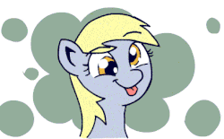 Size: 413x256 | Tagged: safe, artist:whateverbender, editor:halofreaks, derpy hooves, pegasus, pony, g4, adorable face, animated, cross-eyed, cute, derpabetes, explicit source, eyebrow wiggle, female, frame by frame, gif, mare, perfect loop, solo, squigglevision, tongue out