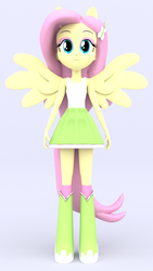 Size: 1080x1920 | Tagged: safe, artist:creatorofpony, artist:mkevinadam, fluttershy, equestria girls, g4, 3d, boots, clothes, female, ponied up, shoes, simple background, solo