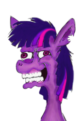 Size: 450x650 | Tagged: safe, artist:hellarmy, twilight sparkle, pony, g4, cross-eyed, faic, female, missing horn, simple background, solo, transparent background, twilight snapple
