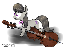Size: 2400x1800 | Tagged: safe, artist:starlightglummer, octavia melody, earth pony, pony, g4, bowtie, cello, female, musical instrument, solo