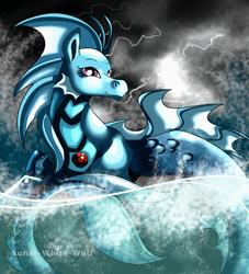 Size: 680x748 | Tagged: safe, artist:lunar-white-wolf, sonata dusk, siren, g4, female, looking at you, smiling, solo, water