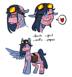 Size: 472x502 | Tagged: safe, artist:redxbacon, oc, oc only, oc:patches, ghoul, pony, zombie, fallout, goggles, one winged pegasus, pictogram, saddle bag, solo, stump