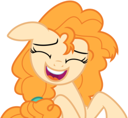 Size: 7247x6726 | Tagged: safe, artist:cloudyskie, pear butter, earth pony, pony, g4, the perfect pear, .ai available, absurd resolution, cute, eyes closed, female, laughing, mare, pearabetes, simple background, solo, transparent background, vector