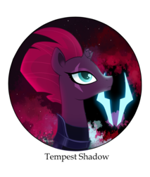 Size: 1780x2088 | Tagged: safe, artist:tina-de-love, tempest shadow, pony, unicorn, g4, my little pony: the movie, broken horn, eye scar, female, horn, mare, profile, scar, simple background, solo, storm king's emblem, transparent background