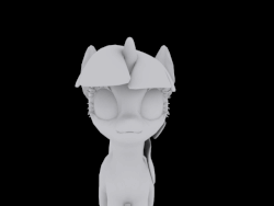 Size: 640x480 | Tagged: safe, artist:fishimira, pony, unicorn, 3d, animated, black background, gif, grayscale, looking at you, monochrome, question mark, reaction image, simple background, solo