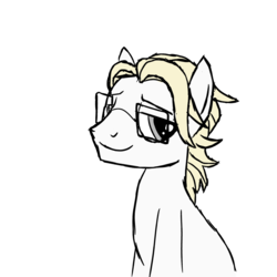 Size: 1000x1000 | Tagged: safe, artist:pablote, oc, oc only, oc:parchment bleach, earth pony, pony, coy, glasses, male, smug, solo, stallion