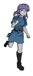 Size: 401x915 | Tagged: safe, artist:pedantczepialski, maud pie, human, equestria girls, g4, alternate universe, boots, equestria girls: the parody series, female, running, shoes, simple background, solo, transparent background, unamused