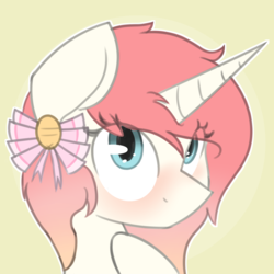 Size: 1500x1500 | Tagged: safe, artist:horseface, oc, oc only, pony, blushing, bow, female, icon, looking at you, mare, solo