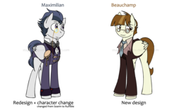 Size: 1280x800 | Tagged: safe, artist:stuflox, featherweight, rumble, pegasus, pony, the count of monte rainbow, g4, beauchamp, clothes, crossover, duo, male, maximilien morrel, monocle, older, simple background, smiling, stallion, the count of monte cristo, transparent background