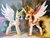 Size: 2048x1536 | Tagged: safe, artist:equestriaplush, daybreaker, princess celestia, alicorn, pony, a royal problem, g4, armor, concave belly, confrontation, crown, duality, duo, female, helmet, irl, jewelry, long mane, long tail, mare, peytral, photo, plushie, regalia, self paradox, self ponidox, slender, tail, thin, wing armor, wings