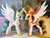 Size: 2048x1536 | Tagged: safe, artist:equestriaplush, daybreaker, princess celestia, alicorn, pony, a royal problem, g4, my little pony: friendship is magic, armor, concave belly, confrontation, crown, duality, duo, female, helmet, irl, jewelry, long mane, long tail, mare, peytral, photo, plushie, regalia, self paradox, self ponidox, slender, tail, thin, wing armor, wings