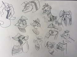 Size: 1280x960 | Tagged: safe, artist:greyscaleart, twilight sparkle, pony, g4, grin, meme, monochrome, nigel thornberry, open mouth, sketch, sketch dump, smashing (meme), smiling, traditional art, wat