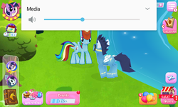 Size: 800x480 | Tagged: safe, gameloft, screencap, rainbow dash, soarin', pony, g4, looking at each other