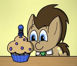 Size: 1024x872 | Tagged: safe, artist:techreel, doctor whooves, time turner, earth pony, pony, g4, food, muffin