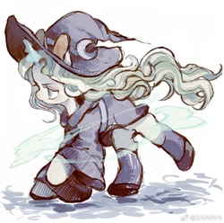 Size: 690x684 | Tagged: safe, artist:zaininn, pony, clothes, diana cavendish, dress, hat, little witch academia, ponified, shoes, socks, solo, witch hat