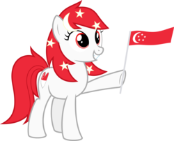 Size: 7925x6400 | Tagged: safe, artist:parclytaxel, oc, oc only, oc:temmy, earth pony, pony, project seaponycon, .svg available, absurd resolution, crescent, dexterous hooves, female, flag, grin, mare, nation ponies, national day, ponified, raised hoof, simple background, singapore, smiling, solo, stars, transparent background, vector