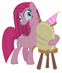Size: 3000x3544 | Tagged: safe, artist:are-you-jealous, madame leflour, pinkie pie, pony, g4, party of one, female, high res, pinkamena diane pie, simple background, solo, stool, transparent background, vector