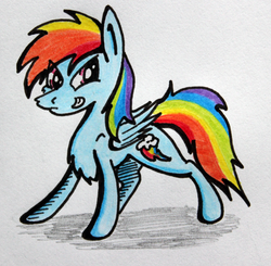 Size: 3064x3000 | Tagged: safe, artist:bumskuchen, rainbow dash, pony, g4, atg 2017, female, high res, newbie artist training grounds, solo, standing, traditional art