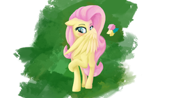 Size: 3840x2160 | Tagged: safe, artist:phenya, fluttershy, pony, g4, blushing, covering face, cute, female, floppy ears, heart, heart eyes, high res, shy, shyabetes, simple background, solo, turned head, wingding eyes
