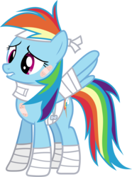 Size: 3144x4216 | Tagged: safe, artist:frownfactory, rainbow dash, pegasus, pony, g4, rainbow falls, .svg available, bandage, bandaid, cutie mark, female, mare, purple eyes, rainbow tail, simple background, solo, sticking plaster, svg, transparent background, vector, wings