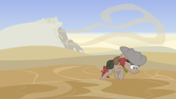 Size: 2870x1614 | Tagged: safe, artist:aaronmk, oc, oc only, pony, fallout equestria, desert, solo