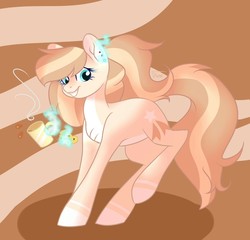 Size: 1280x1227 | Tagged: safe, artist:worldlofldreams, oc, oc only, earth pony, pony, cookie, food, piercing, smiling, solo, tea