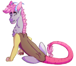 Size: 4035x3531 | Tagged: safe, artist:loladotz, oc, oc only, oc:lazarus, draconequus, hybrid, draconequus oc, interspecies offspring, next generation, offspring, parent:discord, parent:fluttershy, parents:discoshy, solo