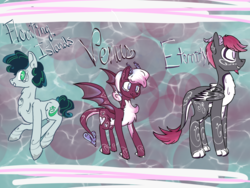 Size: 1024x768 | Tagged: safe, artist:strawberry-heartrose, oc, oc only, oc:eternity, oc:floating islands, oc:venus, hybrid, pony, interspecies offspring, next generation, offspring, parent:discord, parent:fluttershy, parents:discoshy, trio