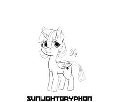 Size: 6000x5000 | Tagged: safe, artist:sunlightgryphon, twilight sparkle, alicorn, pony, g4, absurd resolution, alternate hairstyle, angry, female, mare, monochrome, solo, twilight sparkle (alicorn)