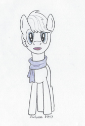 Size: 834x1244 | Tagged: safe, artist:zonesystem, double diamond, earth pony, pony, g4, atg 2017, clothes, male, newbie artist training grounds, scarf, solo, stallion, traditional art