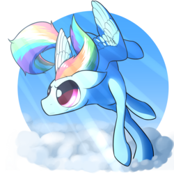 Size: 2700x2700 | Tagged: safe, artist:greenpidge, rainbow dash, pegasus, pony, g4, cloud, crepuscular rays, female, floppy ears, flying, high res, mare, simple background, sky, smiling, smirk, solo, transparent background