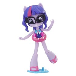 Size: 1500x1500 | Tagged: safe, twilight sparkle, equestria girls, g4, blue swimsuit, bow swimsuit, clothes, doll, equestria girls minis, irl, merchandise, mlp merch, one-piece swimsuit, photo, striped swimsuit, swimsuit, toy