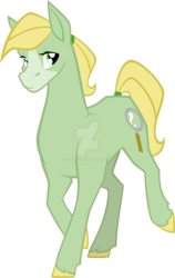 Size: 1280x2019 | Tagged: safe, artist:agentkirin, mistress marevelous, oc, oc only, oc:buttercup, earth pony, pony, female, mare, power ponies, simple background, solo, transparent background, watermark