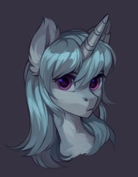 Size: 1495x1913 | Tagged: safe, artist:share dast, oc, oc only, oc:shprotana, pony, unicorn, bust, ear fluff, female, mare, portrait, simple background, solo
