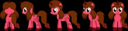 Size: 1280x317 | Tagged: safe, artist:jeatz-axl, oc, oc only, oc:cherry pepper, pony, unicorn, female, looking at you, ponytail, reference sheet, ribbon, smiling, solo
