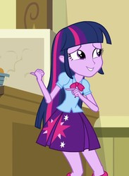 Size: 620x847 | Tagged: safe, screencap, twilight sparkle, equestria girls, g4, my little pony equestria girls, clothes, cropped, female, skirt, smiling, solo