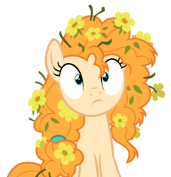 Size: 4847x5000 | Tagged: safe, artist:sollace, pear butter, pony, g4, the perfect pear, .svg available, absurd resolution, cute, female, flower, flower in hair, messy mane, show accurate, simple background, solo, surprised, transparent background, vector
