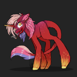 Size: 1000x1000 | Tagged: safe, artist:inspiredpixels, oc, oc only, oc:firestarree, classical unicorn, pony, unicorn, cloven hooves, female, horn, leonine tail, mare, solo, tongue out, unshorn fetlocks, ych result