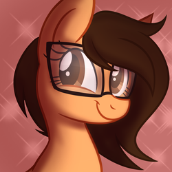 Size: 800x800 | Tagged: dead source, safe, artist:wubcakeva, oc, oc only, earth pony, pony, female, glasses, mare, ponysona, smiling, solo